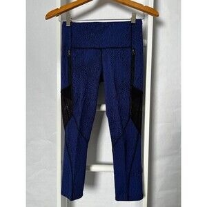 Lululemon Cropped Legging Womens Womens 6 Blue Purple Print Activewear Pant 22"